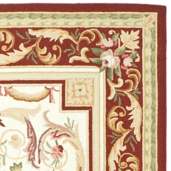 Safavieh Chelsea HK72A Ivory - Burgundy Rug 4&6x22 x 6&6x22 Oval