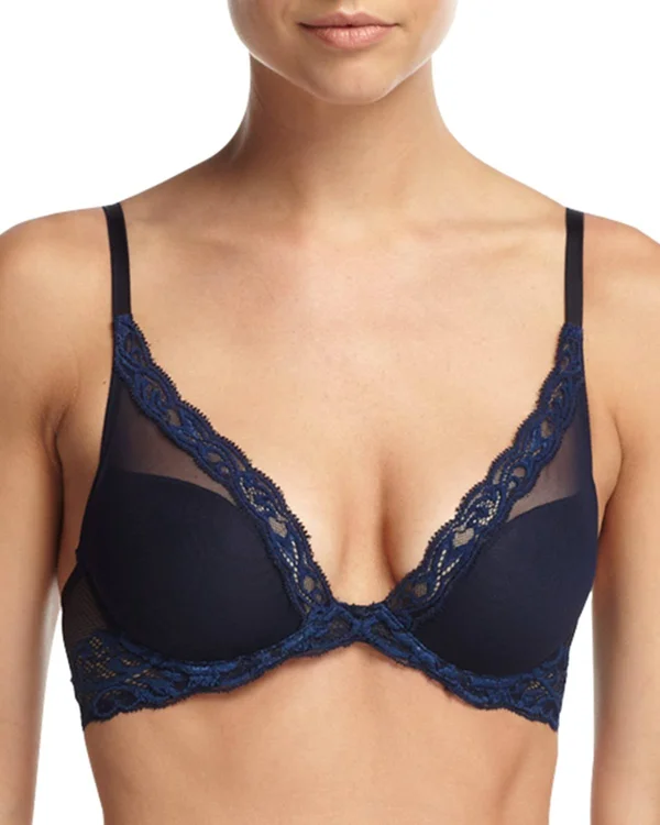 Natori Feathers Contour Plunge Bra, Midnight (730023) 36G