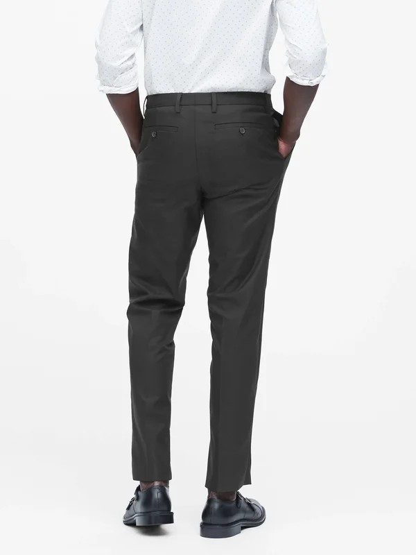 Banana Republic Men's Slim Solid Non-Iron Stretch Pant Black Size 29W 30L