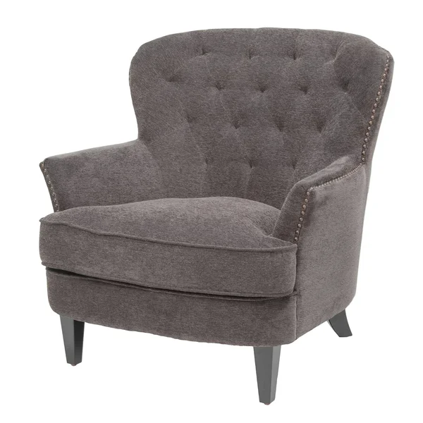 30.50x22 Gray and Brown Contemporary Tufted Club Chair