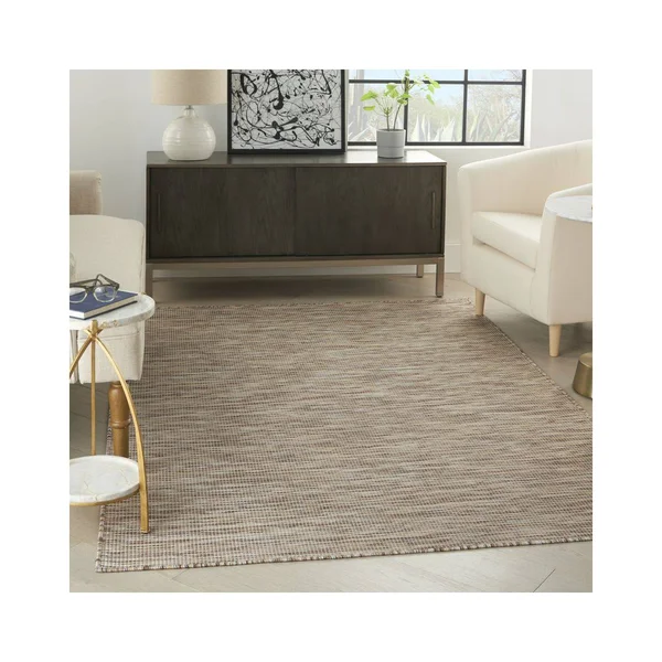 Nourison Positano Solid Contemporary Beige Area Rug - Size: 9& x 12&