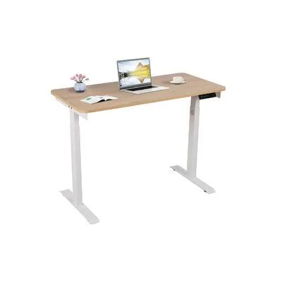 Single Motor Electric Standing Desk(White Frame+48x22 x 24x22 Oak Color Top) Inbox Zero