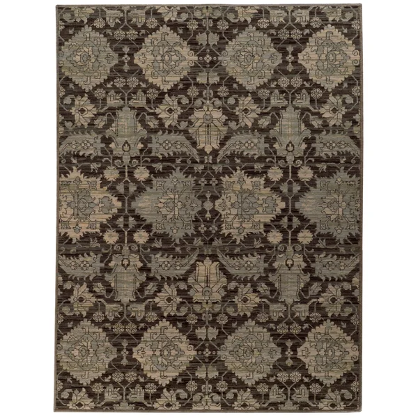 Oriental Weavers Heritage 8124N - 2& 7x22 x 9& 4x22 Runner - Charcoal, Blue Area Rug