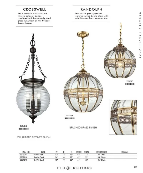 Elk Lighting 56540/3 Crosswell 3-Light Chandelier in Oil Rubbed Bronze with Clear Beehive