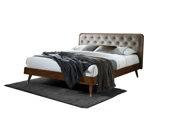 New Spec Monte Lisa Mid-Century Modern Queen Platform Bed in Gray