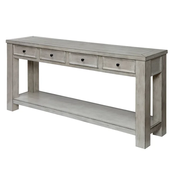 Furniture of America Piza Rustic Solid Wood 4 Drawer Sofa Table