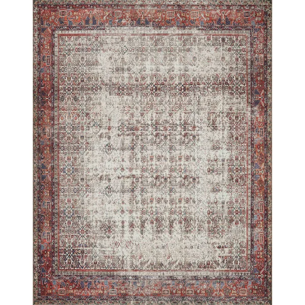 Alexander Home Isabelle Boho Vintage Distressed Printed Area Rug - 2&-6x22 x 12& - Ivory - Brick