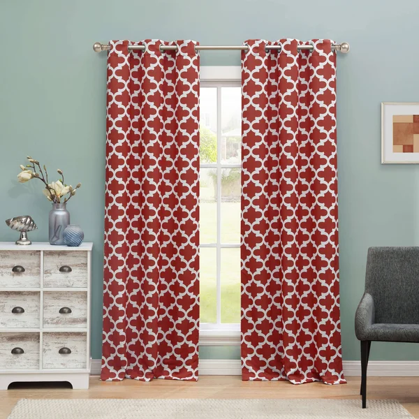 Blackout 365 Taupe Kyra Geometric Blackout Curtain Set