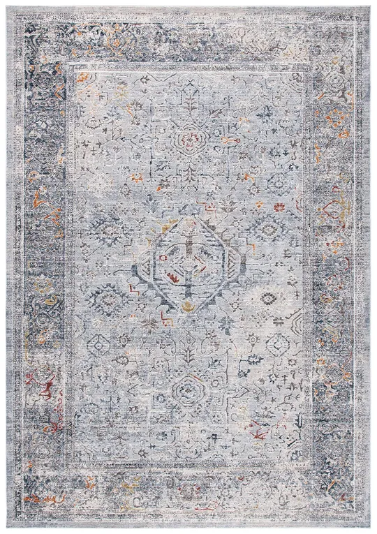 Safavieh History Rug Collection HIS584F - Light Grey - Navy - 5&-1x22 x 7&-6x22