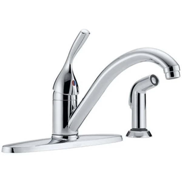 Delta 400-DST Classic Single-Handle Kitchen Faucet with Matching Side Sprayer - Chrome
