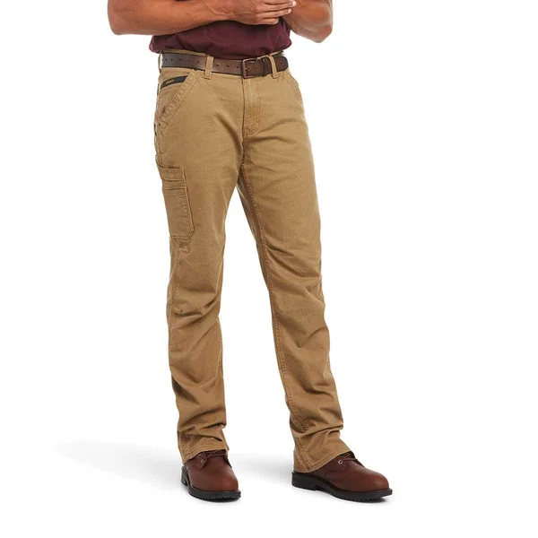Ariat Men's Rebar M4 Low Rise DuraStretch Washed Twill Dungaree Boot Cut Pant, 38x22, 30x22, Field Khaki by Gemplers