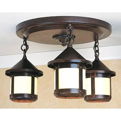 Arinze 3 - Light 16x22 Simple Cylinder Semi Flush Mount Red Barrel Studio Color: Slate, Shade Color: Amber Mica