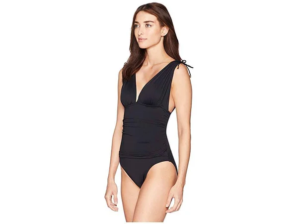 La Blanca Island Goddess Shirred One-Piece Swimsuit - Black, Women's, 6