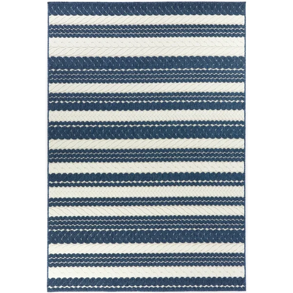 Caldwell Nautical Stripe Indoor/Outdoor Area Rug - 2&7x22 x 7& Runner - Navy