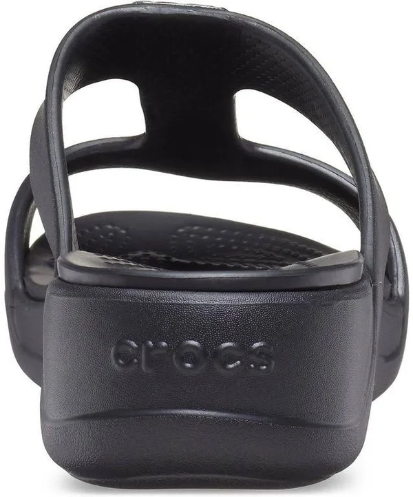 Crocs Monterey Metallic Slip-On Wedge - Black - Flat Sandals