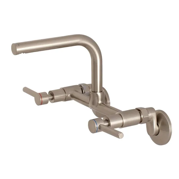 Kingston Brass KS812PB Concord 8x22 Adjustable Center Wall Mount Kitchen Faucet, Polished Brass