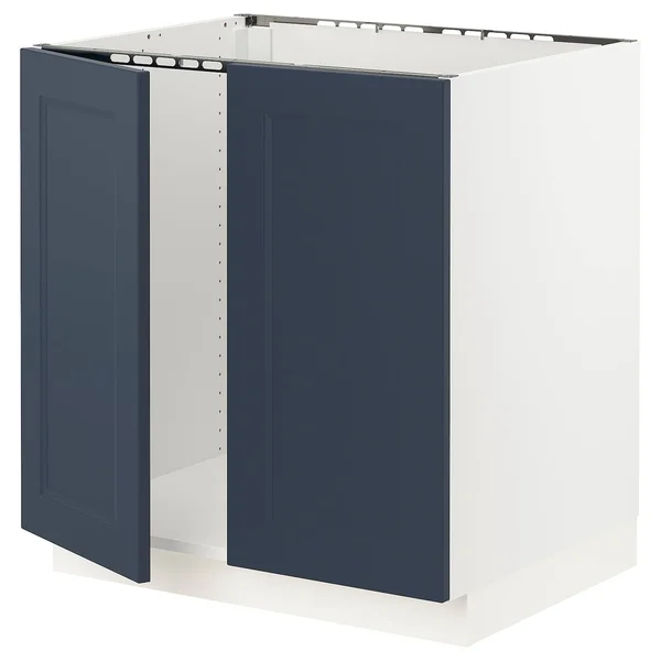 IKEA - SEKTION Base Cabinet for Sink + 2 Doors - White Axstad/matte Blue, 30x24x30 89402414