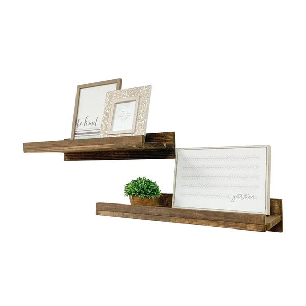 Del Hutson Designs Walnut 24inch Rustic Luxe Shelves Set of 2, Brown