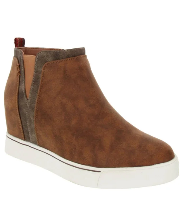 Sugar Women's Glossy Wedge Sneakers - Taupe - 7.5M