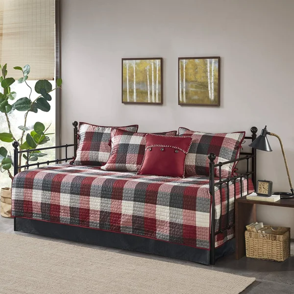 Madison Park Ridge 6 Piece Daybed Reversible Daybed Cover Set - Red