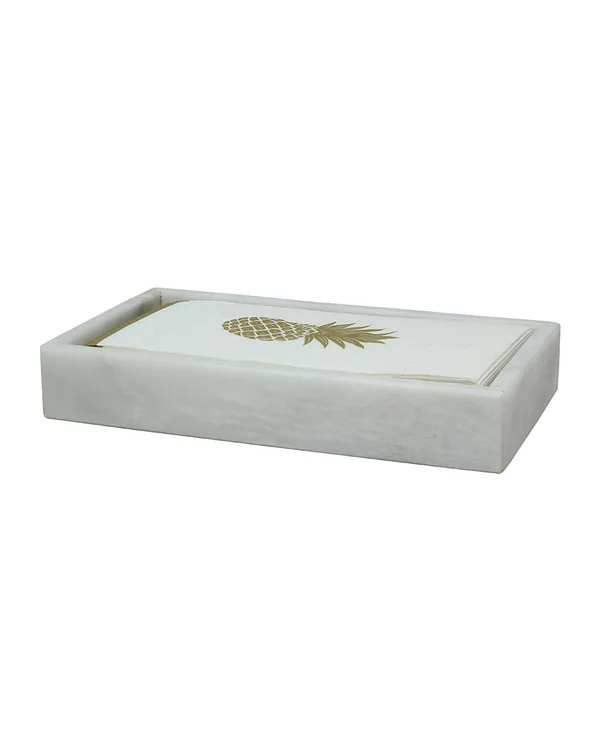 Marble Crafter Eris Collection Pearl White Marble Guest Towel Tray, Bath Accessories & Decor Bathroom & Vanity Trays