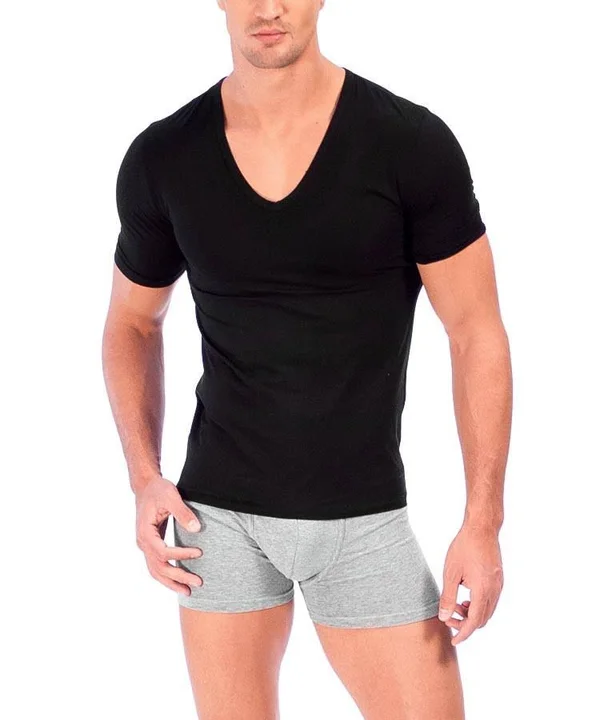 Rounderbum Deep V-Neck T-Shirt 2Pack - Men's Shapewear White - Small