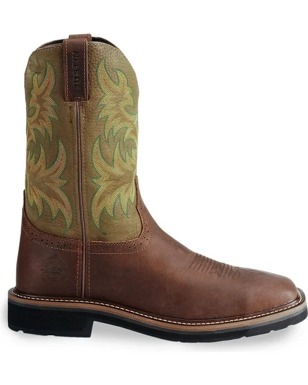 Justin Men's Cowhide Stampede Work Boots - Brown