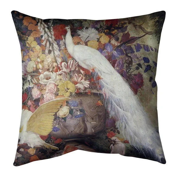 Porch & den Jessie Arms Botke &White Peacock& Throw Pillow - 16 x 16 - Green - Cotton