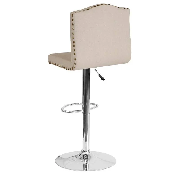 Bellagio Contemporary Adjustable Height Barstool with Accent Nail TRIM - Brown Leather