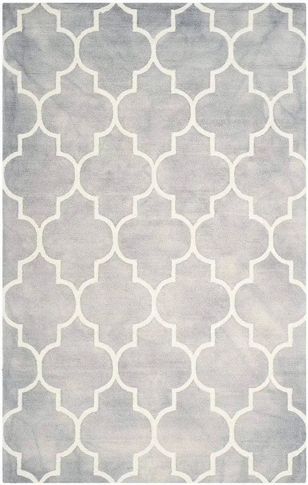 Safavieh 5& x 5& Round Dip Dye DDY535C Grey, Ivory Rug