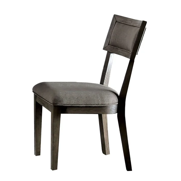 Fabric Upholstered Wooden Side Chair with Paneled BACK - Set of 2, Gray