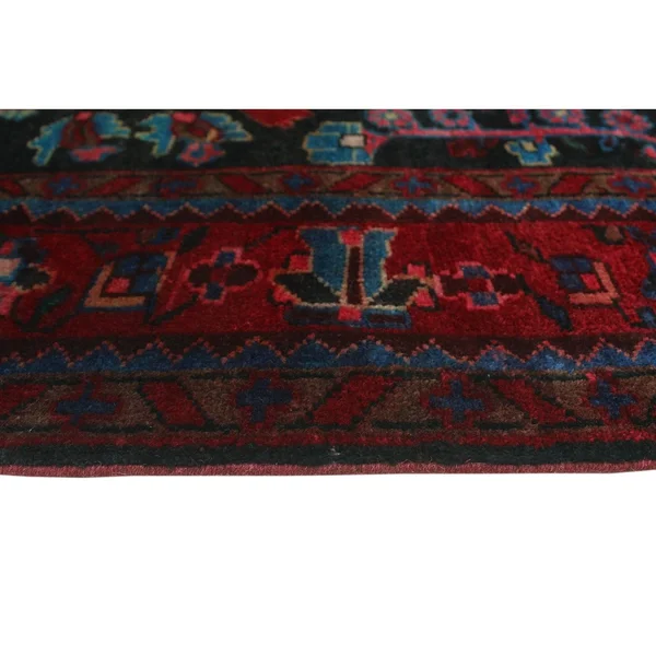 Noori Rug Vintage Distressed Diana Black/Burgundy Runner - 4&5x22 x 9&9x22