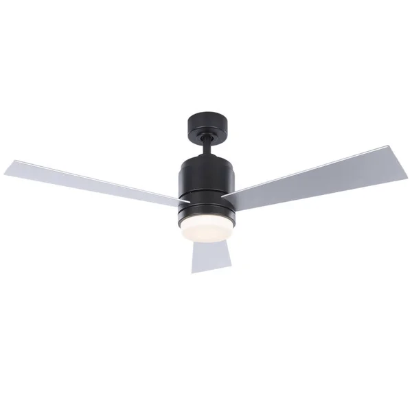 Fanimation Studio Collection Pylon 48-In Matte Black LED Indoor Ceiling Fan with Light Kit and Remote (3-Blade) Lp8277lb