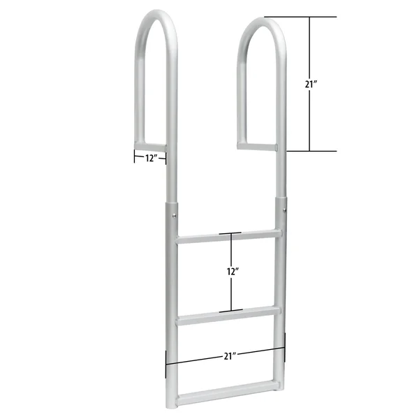 Jif Marine 4 Step Dock Stationary Ladder, Aluminum