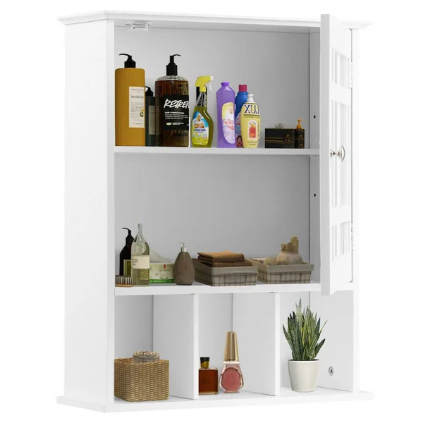 Wall Mounted and Mirrored Bathroom Cabinet-White