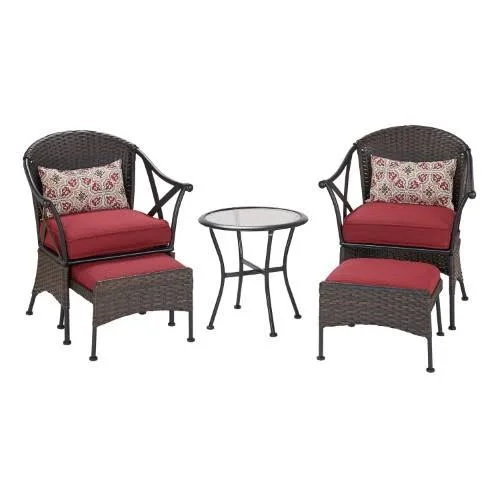 Mainstays Skylar Glen 5-Piece Outdoor Chat Set, SEATS 2, Red