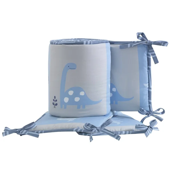 Bedtime Originals Roar Dinosaur 4 Piece Crib Bumper Blue/Gray, 9.5" x 51.5"