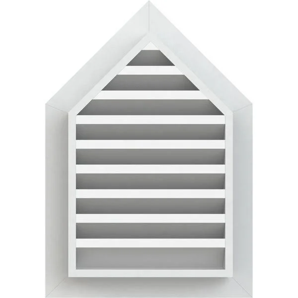 28 inchw x 30 inchh Peaked Top Gable Vent (33 inchw x 35 3/4 inchh Frame Size) 14/12 Pitch: Functional - PVC Gable Vent w/ 1 inch