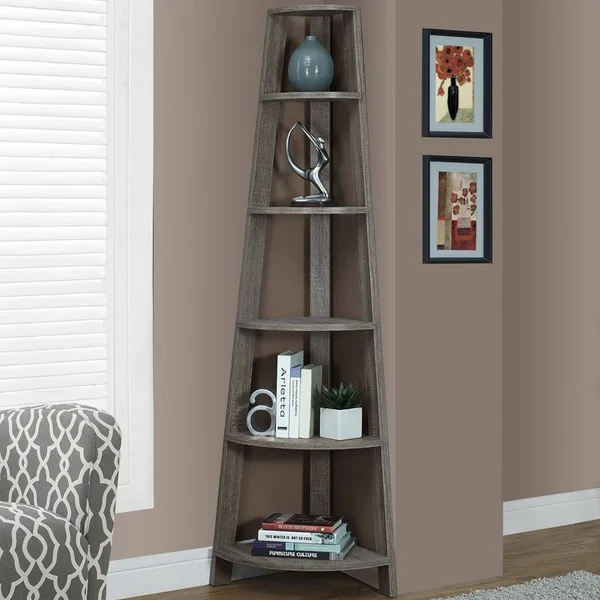 15.5x22 x 22.5x22 x 71.25x22 Dark Taupe Particle Board Bookshelf