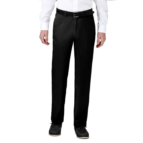 Haggar Men's Coastal Comfort Flat Front Chino Pant Classic Fit Hc00223, Size: 42X29, Black