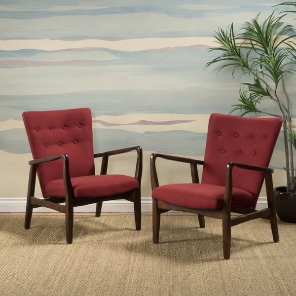 Suffolk Fabric Arm Chair, Set of 2, Deep Red