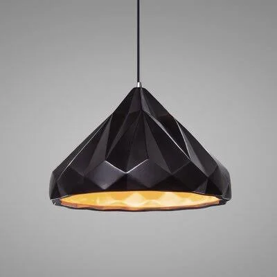 Sevenoaks 1 - Light Single Geometric Pendant Bulb Type: Incandescent, Shade Color: Carbon Matte Black/Champagne Gold, Finish: Po