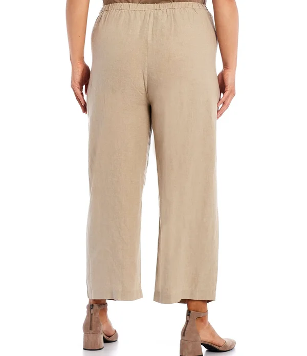 Eileen Fisher Organic Linen Ankle Pants - Black - 1x