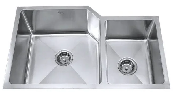 Kraus KHU123-32-KPF2160-SD20 32x22 Undermount Double Bowl Stainless Steel Kitchen Sink with Kitchen Faucet and Soap Dispenser