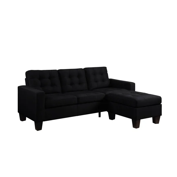 Earsom Sofa & Ottoman - Black Linen
