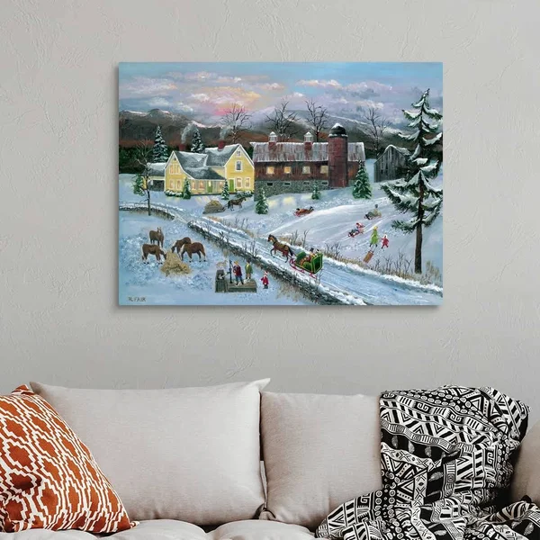 Farm at Dusk - Canvas Wall Art, 40x30, Great Big Canvas