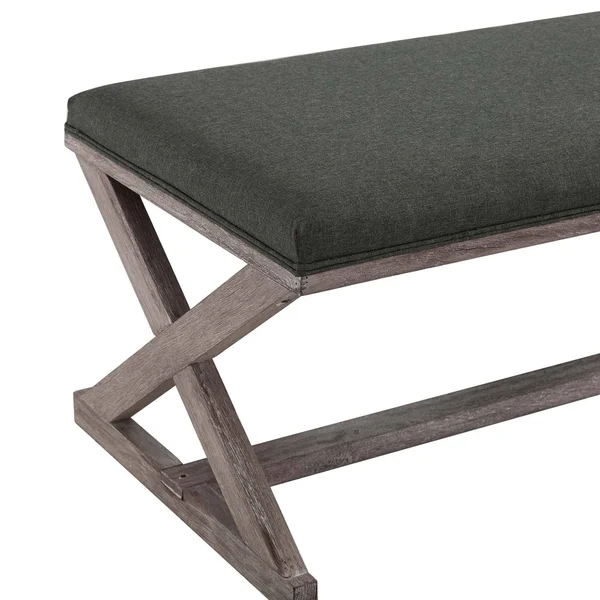 Modway Beige Province Vintage French X-Brace Upholstered Fabric Bench