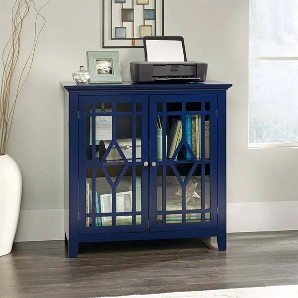 Pemberly Row Accent Curio Cabinet in Indigo Blue