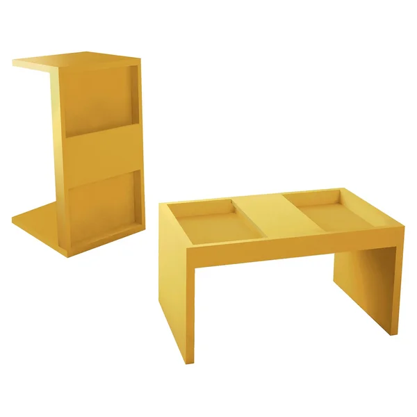 Manhattan Comfort Yellow Marine Accent End and Coffee Table - Set of 2