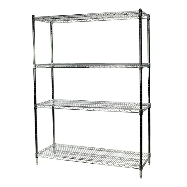 Storage Concepts Office Shelving, Wire Chrome, 4 Shelves, 63x22H x 72x22W x 24x22D